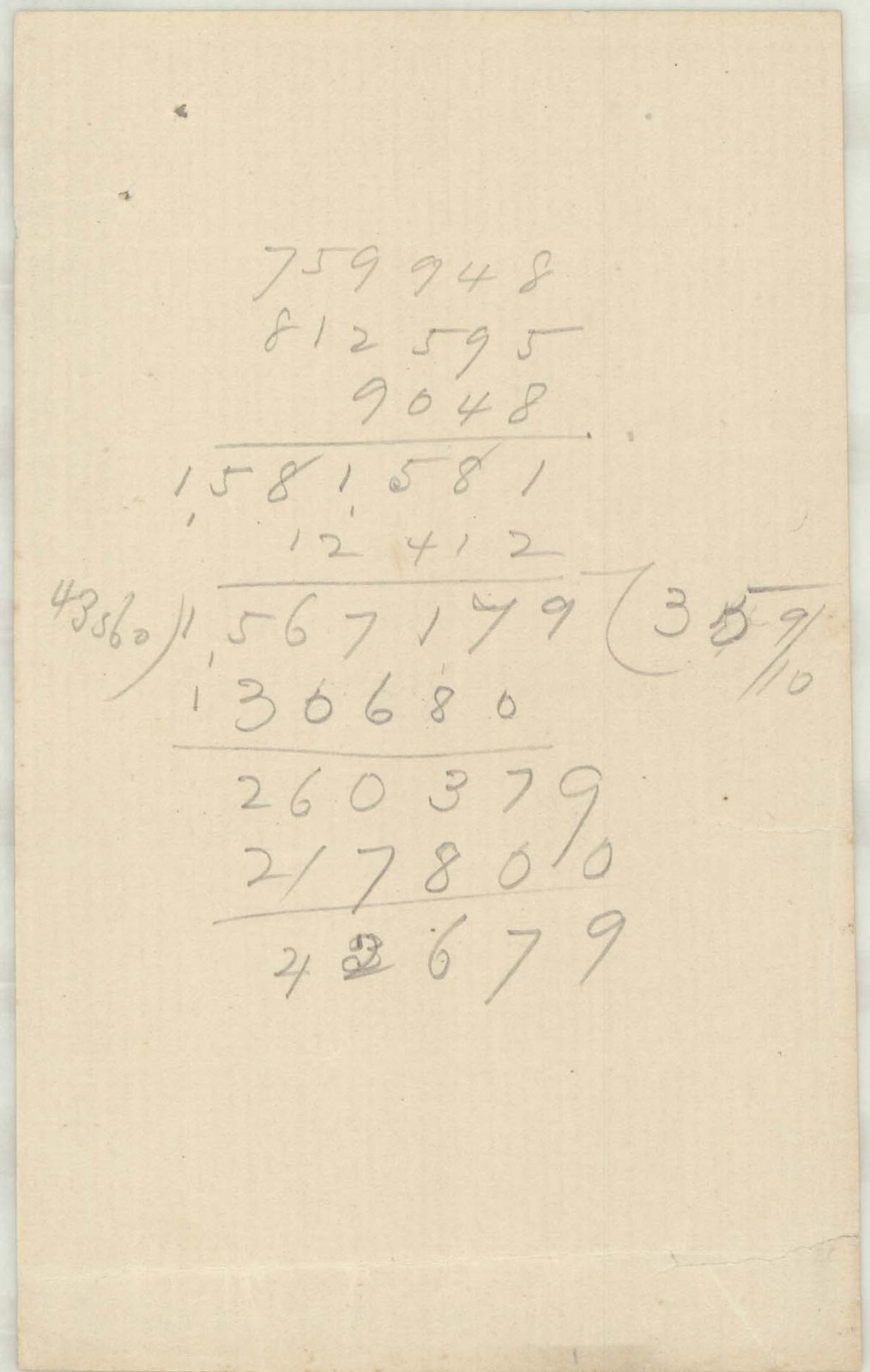 Calculation sheet 10 of 11. Olmsted job 01131.