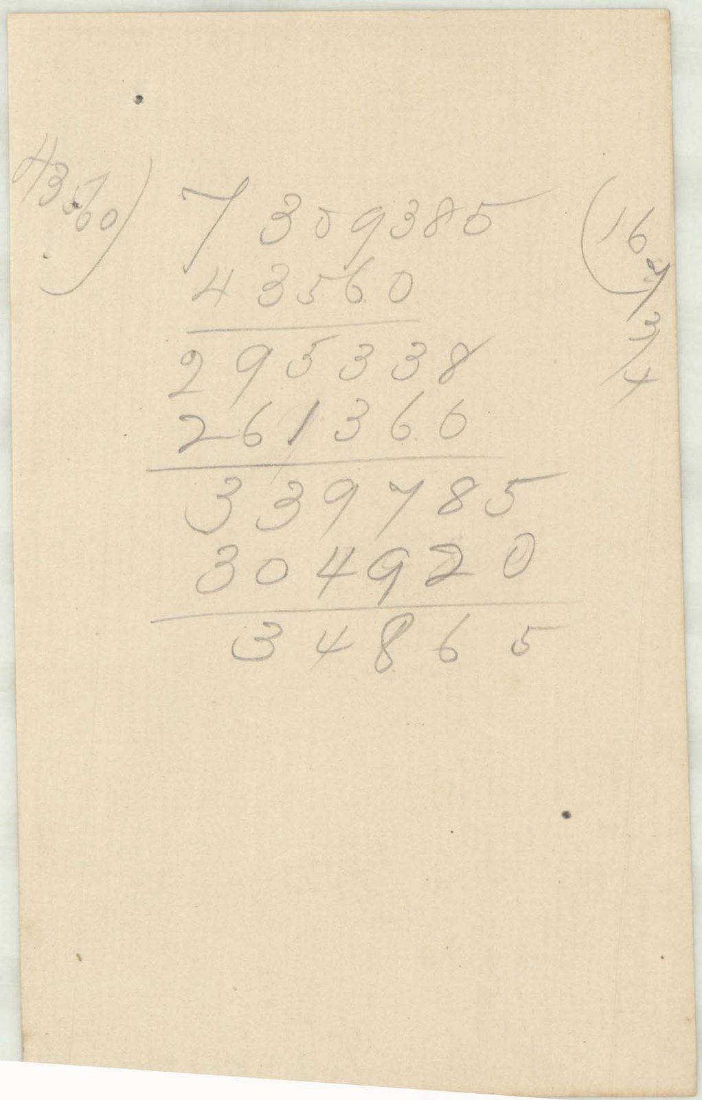 Calculation sheet 3 of 11. Olmsted job 01131.