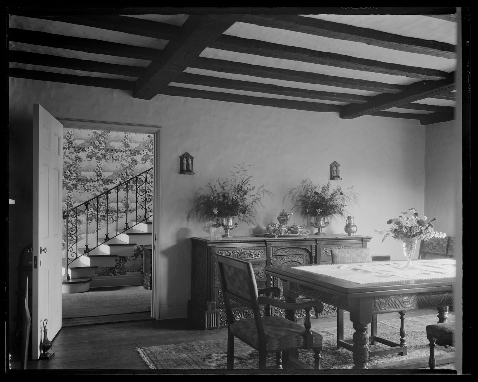 dining room & stairs. About 1925–1935.