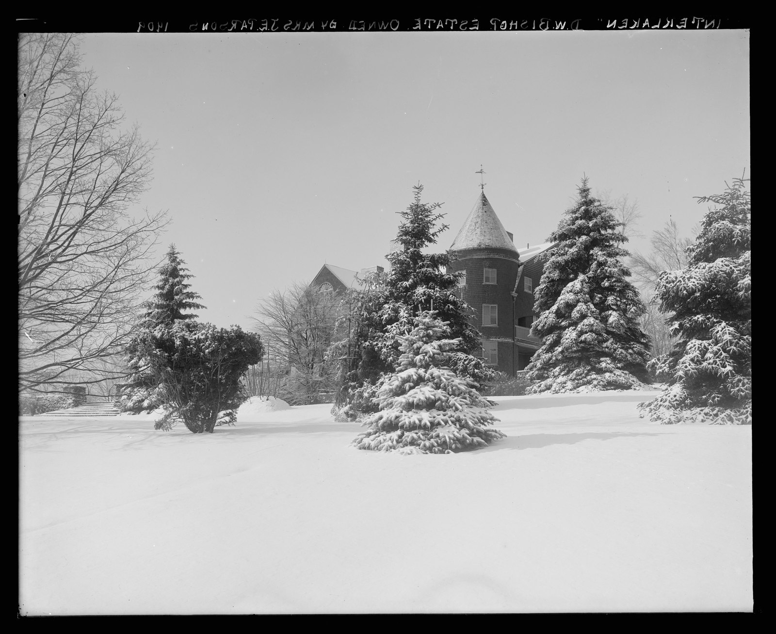 Interlaken: house & grounds. 1909. Noted “Interlaken, D.W. Bishop Estate, Owned by Mrs. J.E. Parsons 1909.”