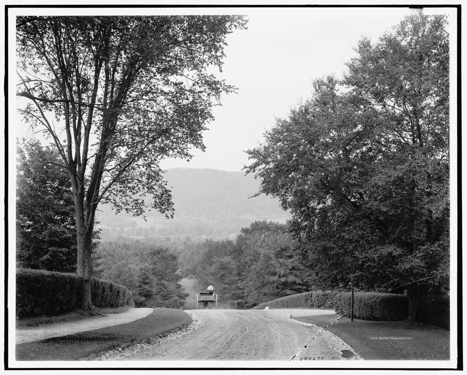“Baldhead Mt. from Sunset Ave., Lenox, Mass.” Negative 072046, 1905. The negative is cracked in the lower right corner and taped to a second sheet of glass.