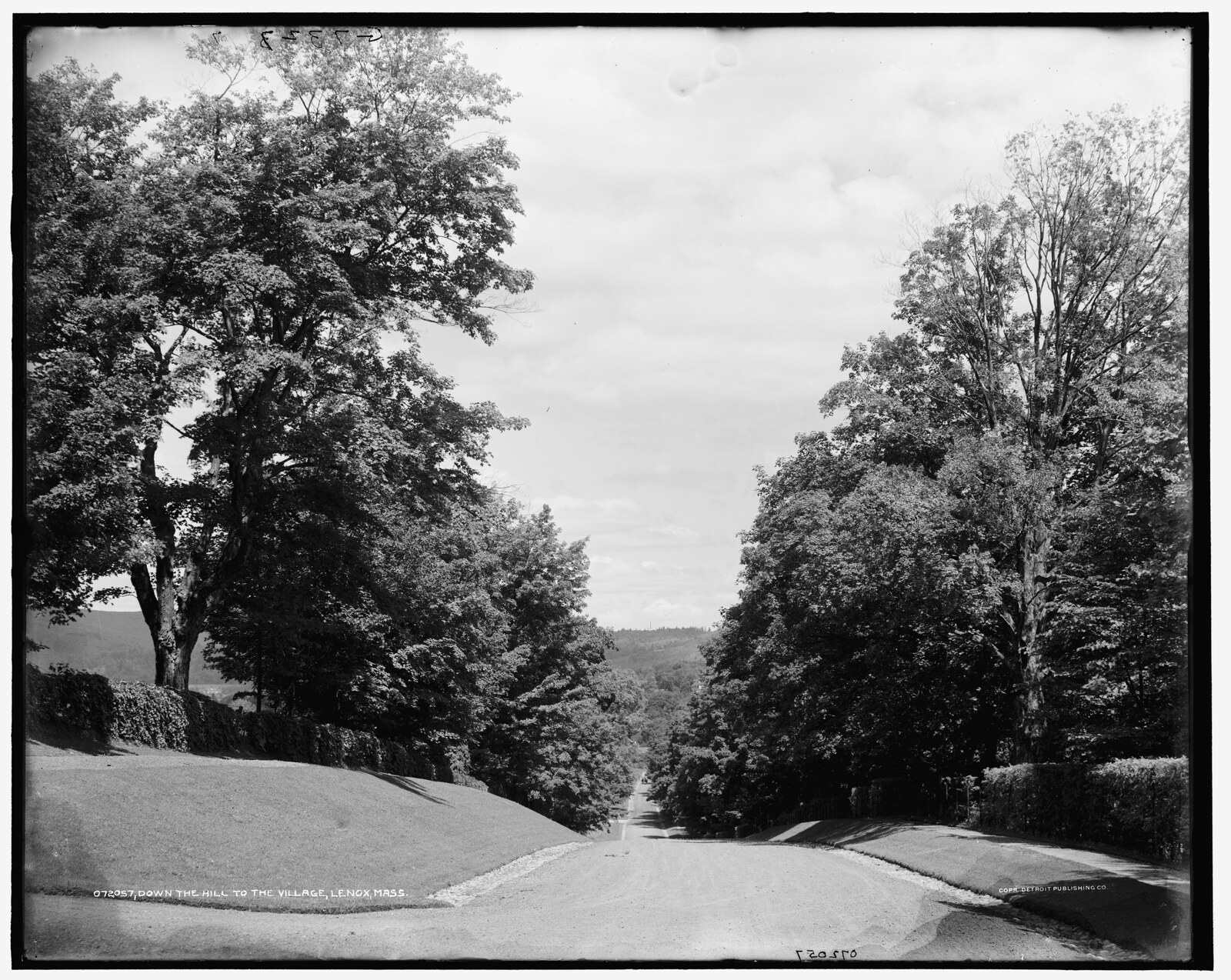 “Down the hill to the village, Lenox, Mass.” Negative 072057, 1905.