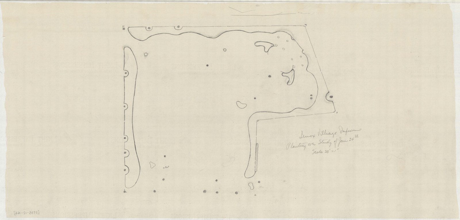Plan 12, sheet 6, January 1914. “PLANTING OVER STUDY OF JAN 24TH/ ; SCALE 1" = 20'.” Sheet 16 by 33 inches.
