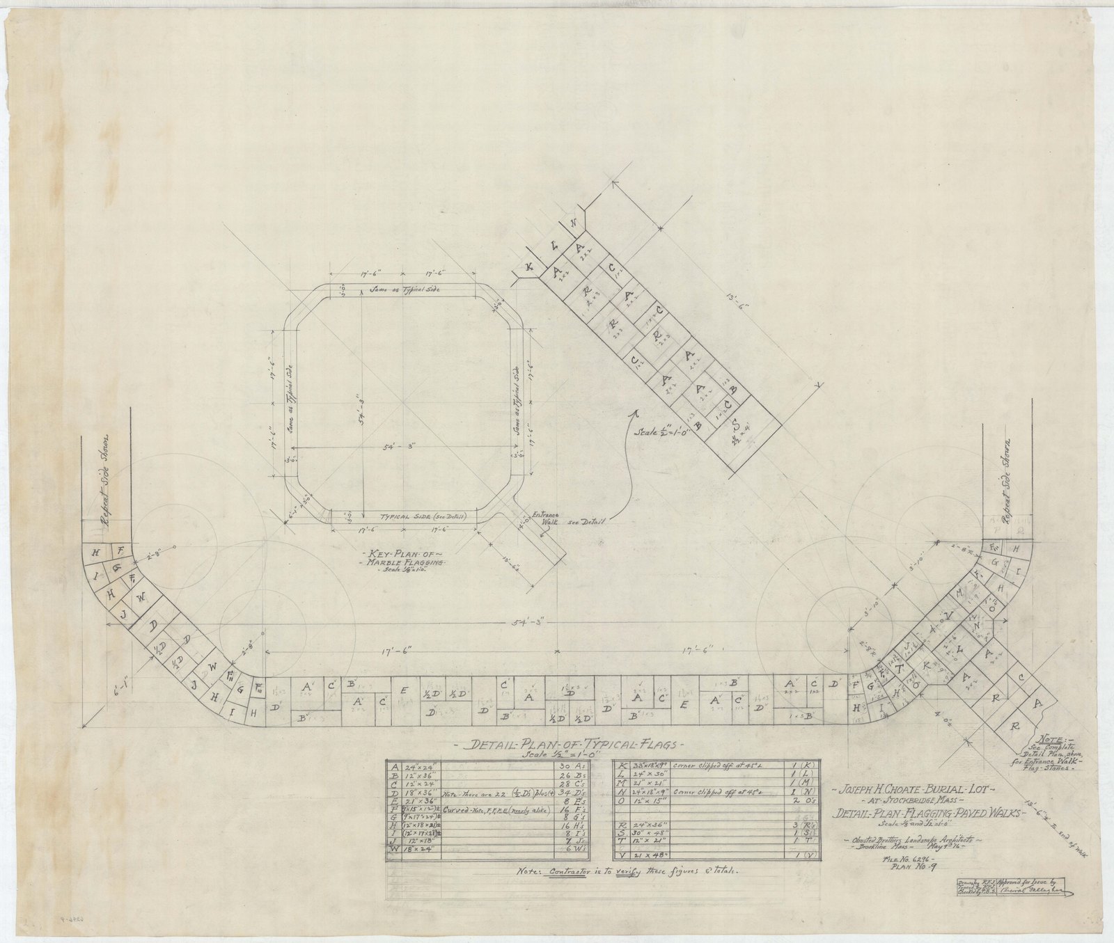 Layout study of the lot and its approach. Olmsted job 06296.