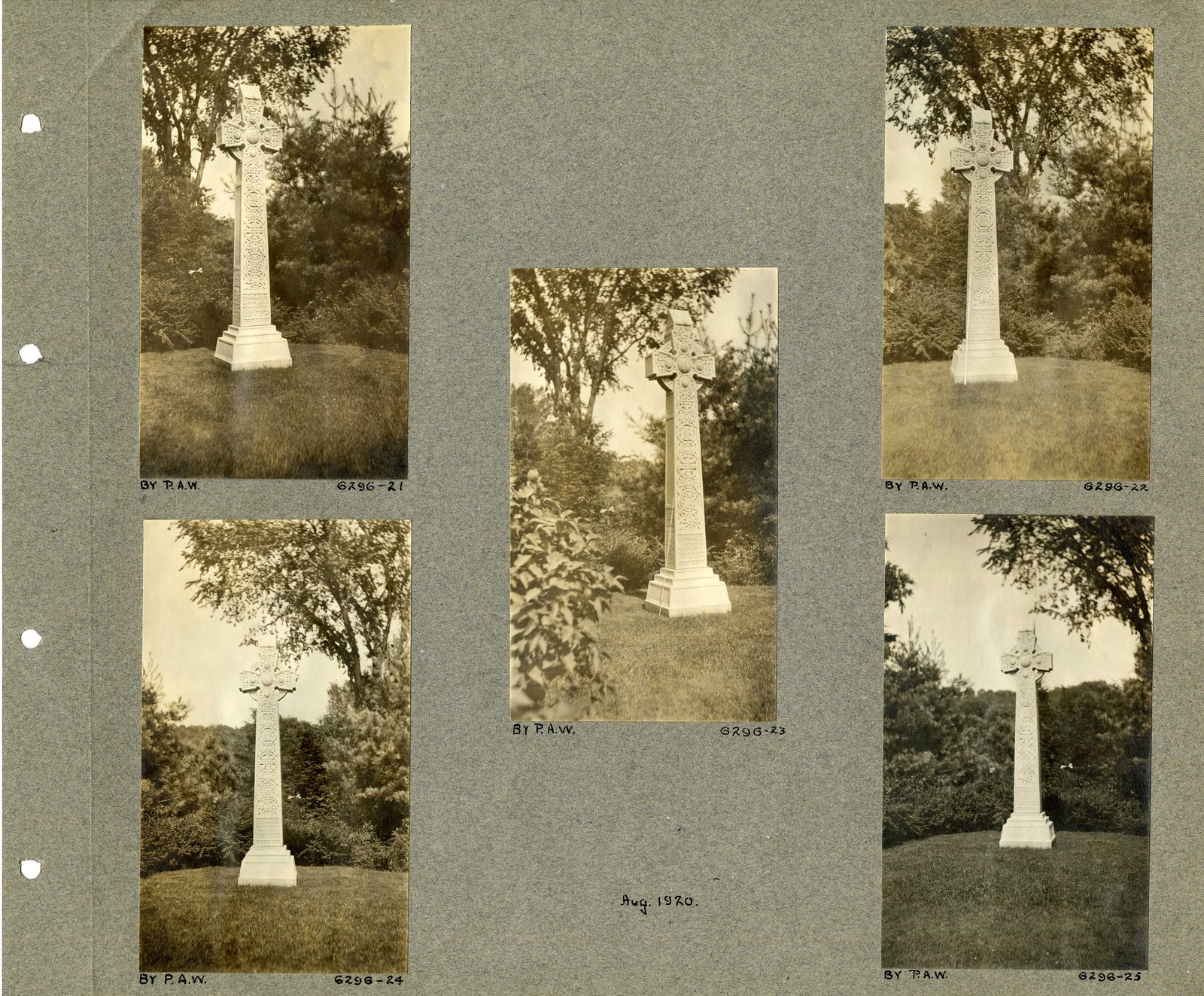 Album page: crosses and shafts, August 1920.