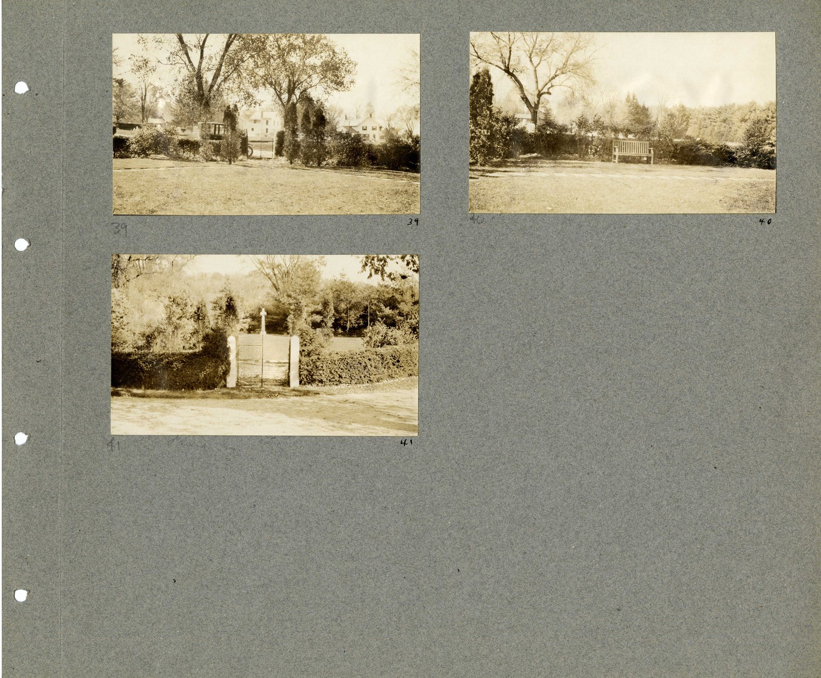 Album page: the approach and the lot from the road.