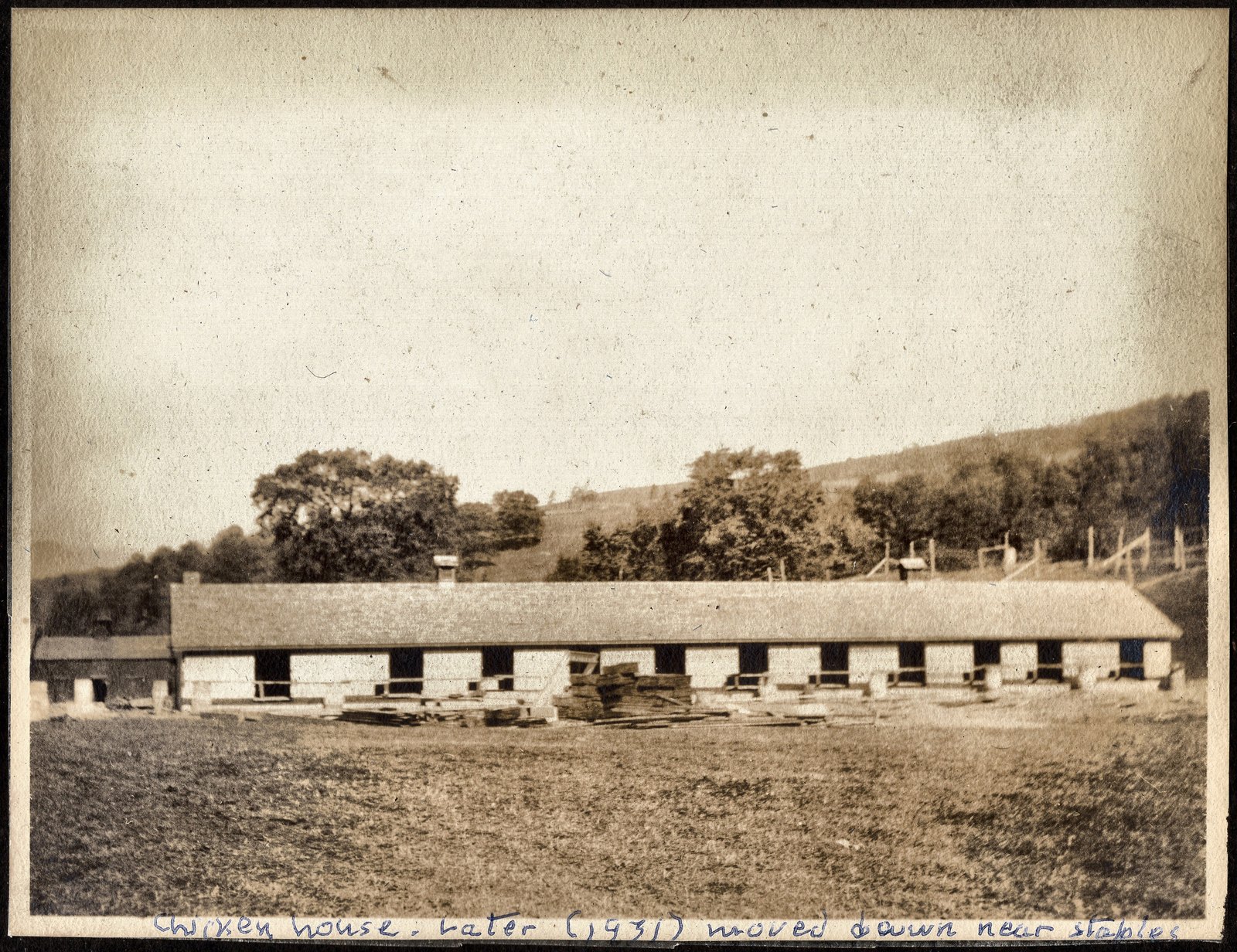Chicken house. Later (1931) moved down near stables.