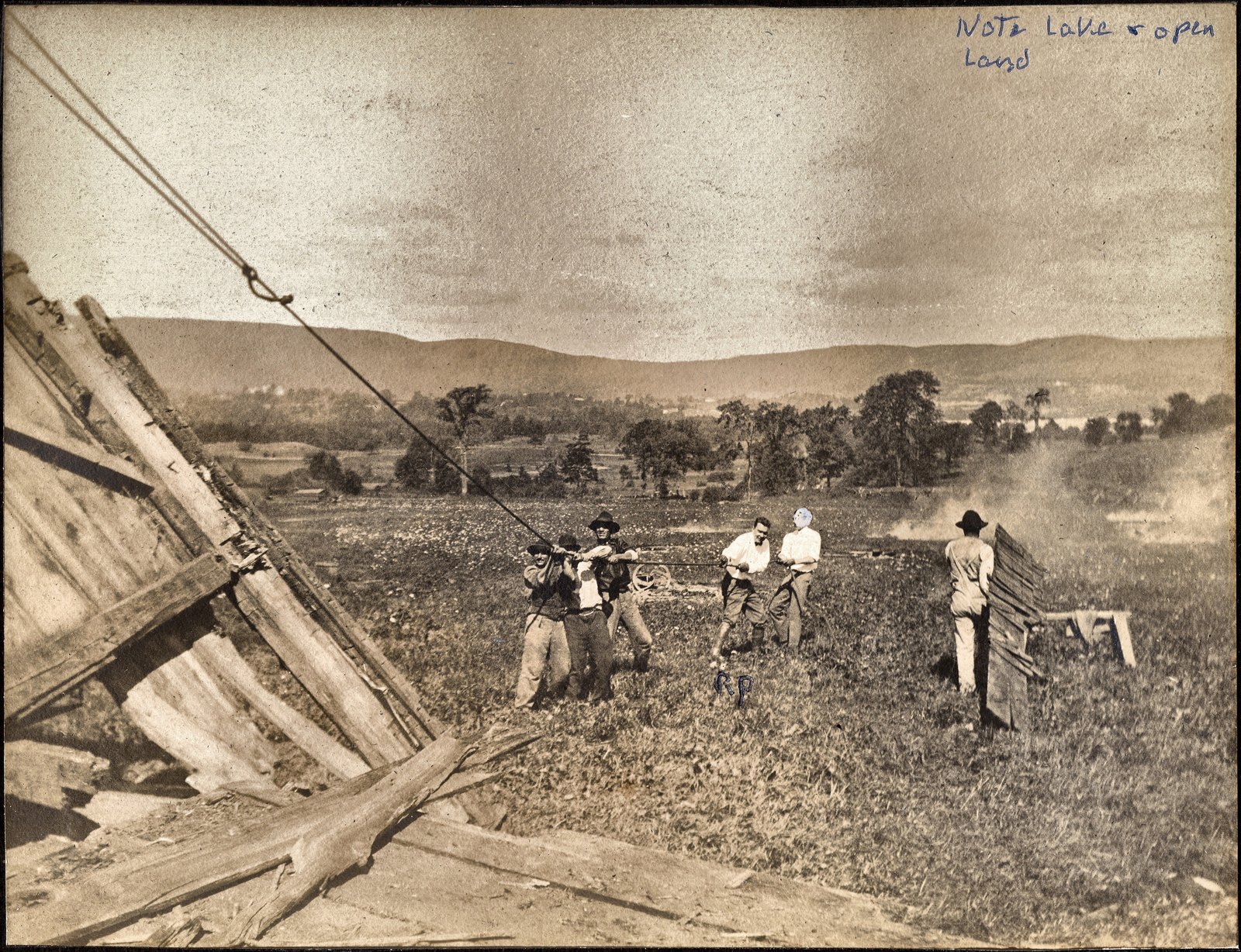Note lake and open land — the caption is on the print. The hills are bare to the water; the lake is the Stockbridge Bowl, and Shadow Brook stood on the far shore.