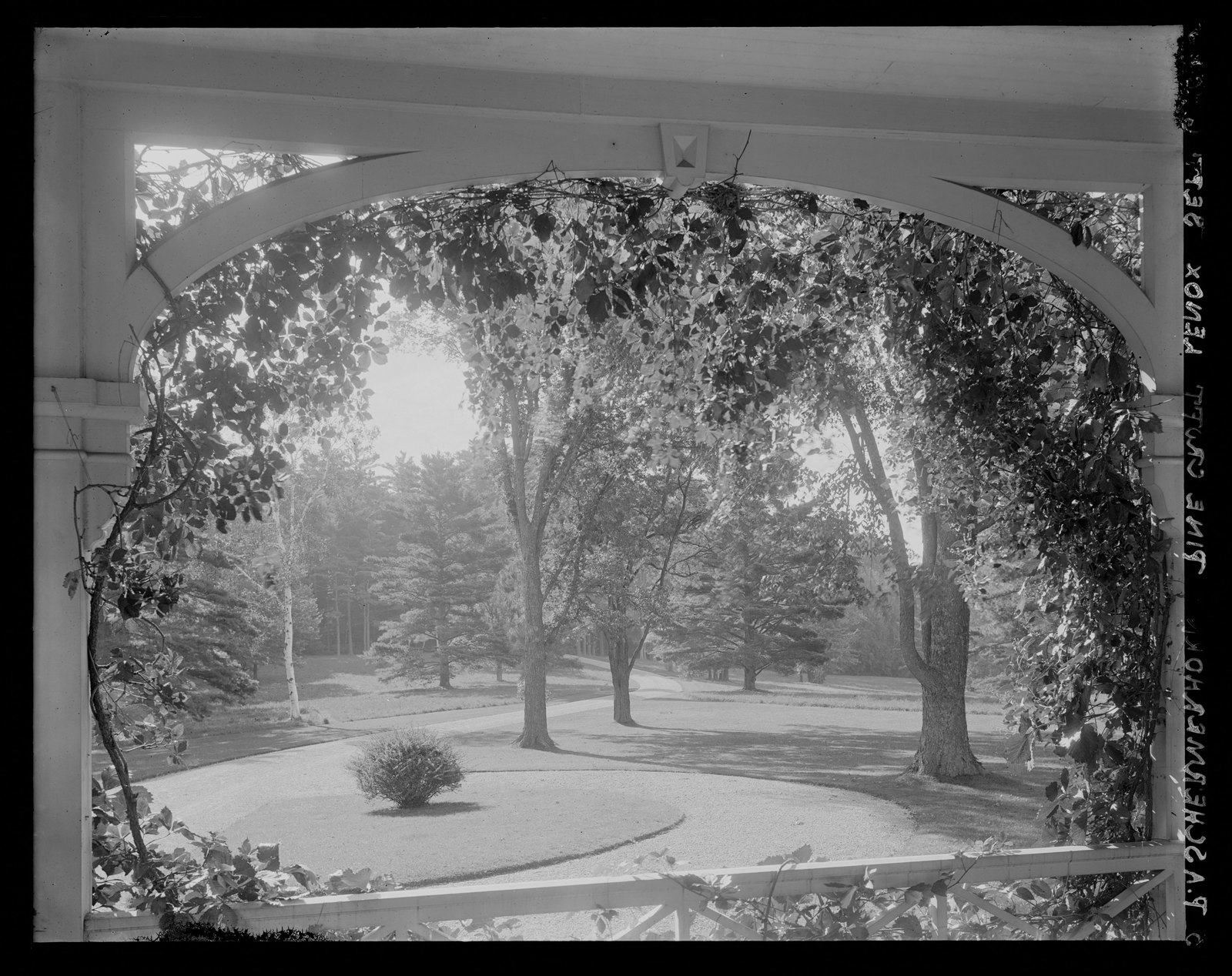 Grounds (framed by porch). September 6, 1909.