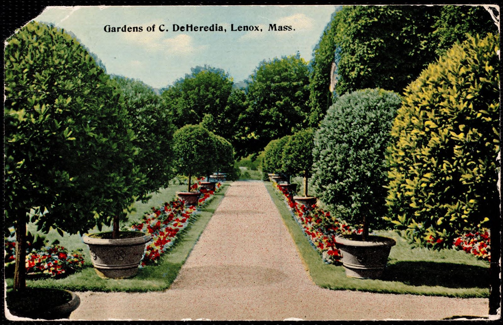 The garden paths, some years later. Lenox Library Association, Local History Photograph Collection, via Digital Commonwealth. CC BY 4.0.