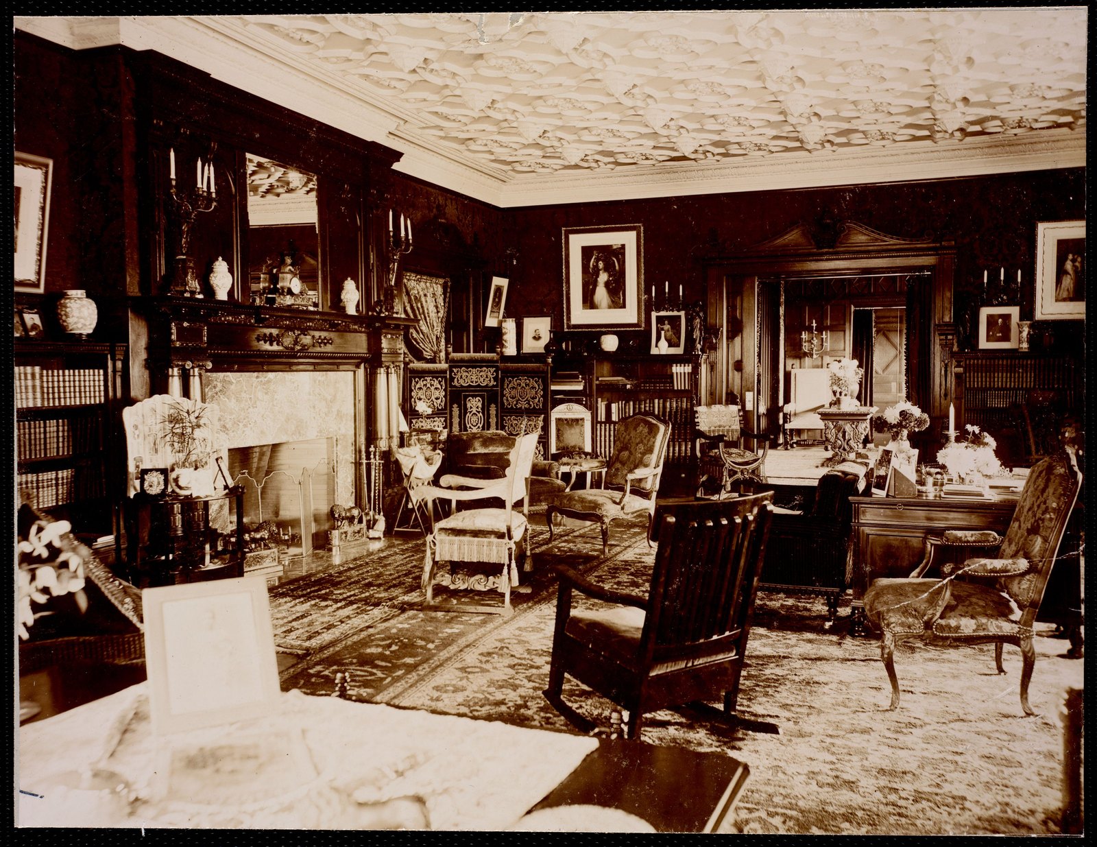 Ventfort Hall: library. about 1900.