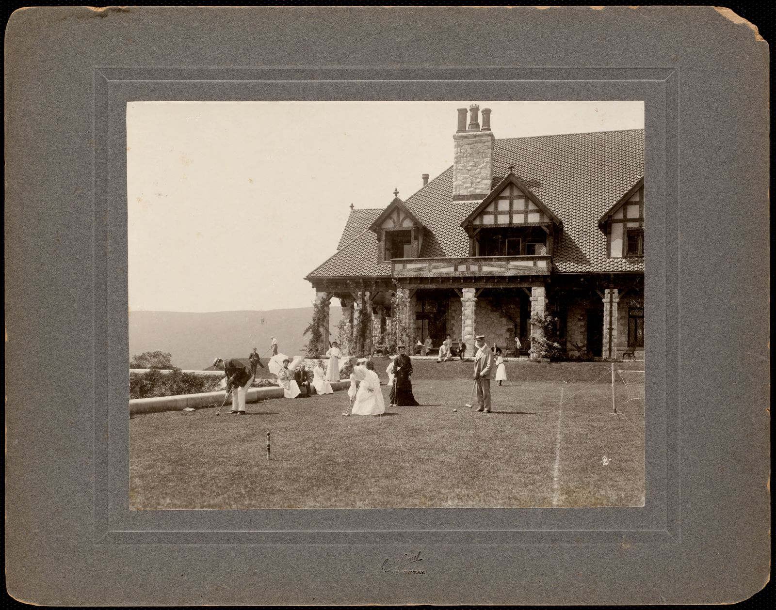 Shadow Brook: croquet game on lawn. about 1894.