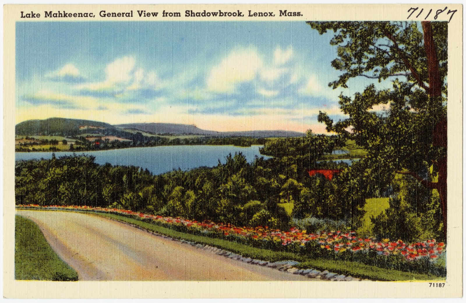 Lake Mahkeenac, general view from Shadowbrook, Lenox, Mass.. about 1930–1945.
