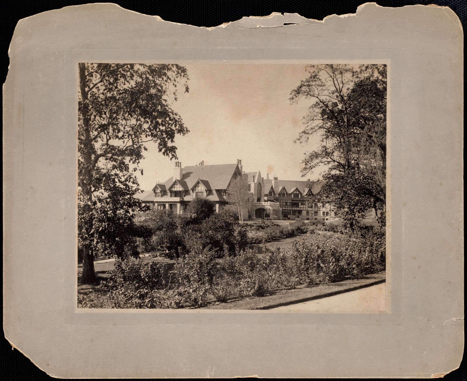Shadow Brook: side of house and gardens. about 1895.