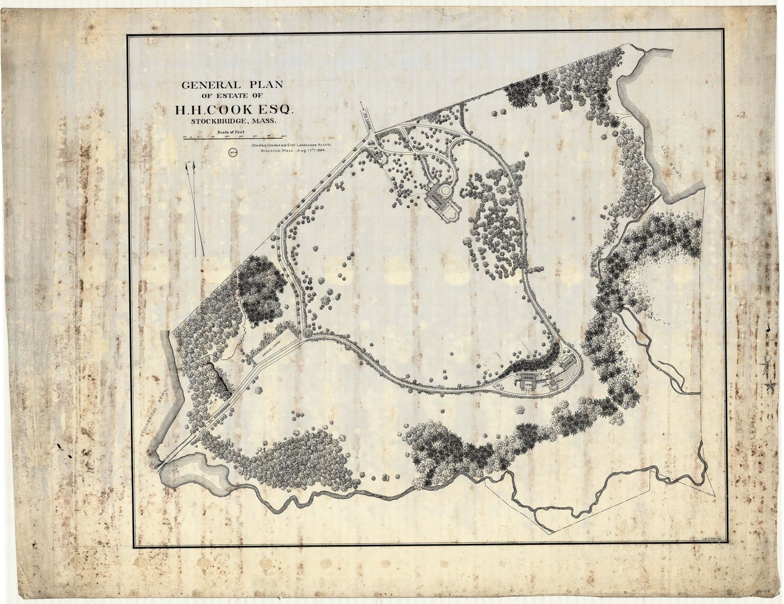 Plan 119, 17 August 1894. “General Plan of Estate of H.H. Cook Esq., Stockbridge, Mass.” The design as finished.