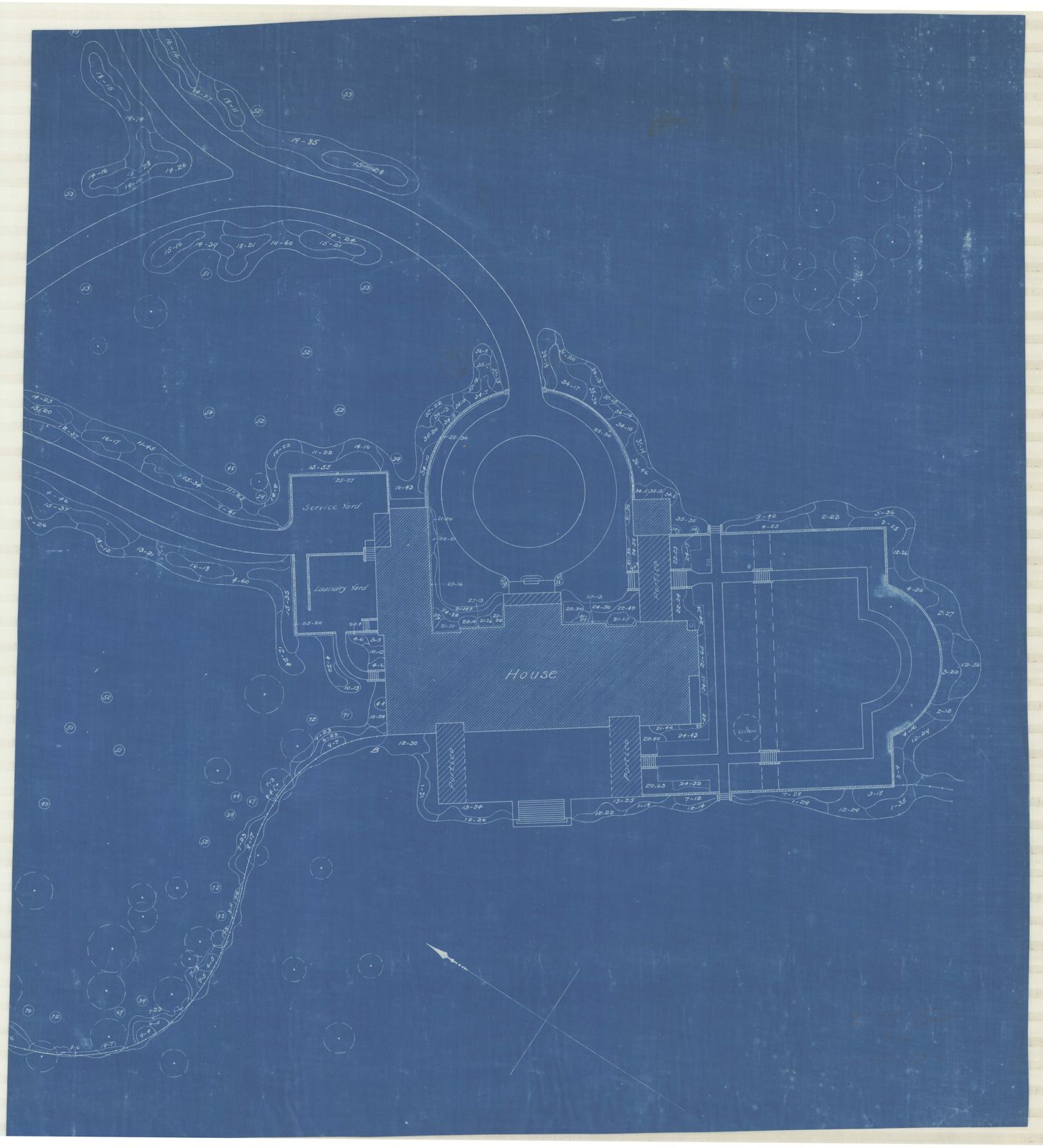 Plan 121, sheet 1, part 1. A blueprint copy issued by Olmsted Brothers on 20 August 1919 — the firm still sending Wheatleigh drawings a quarter-century on.