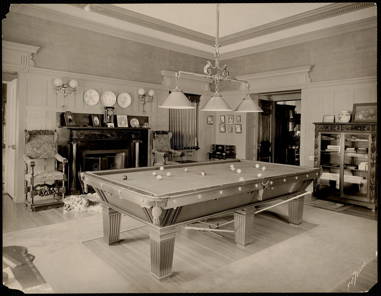 Spring Lawn: J. E. Alexandre, billiard room, Lenox Mass. about 1903–1910.