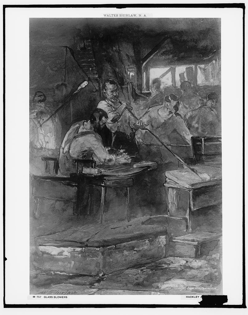 Glass blowers. Reproduction of the painting by Walter Shirlaw, N.A.