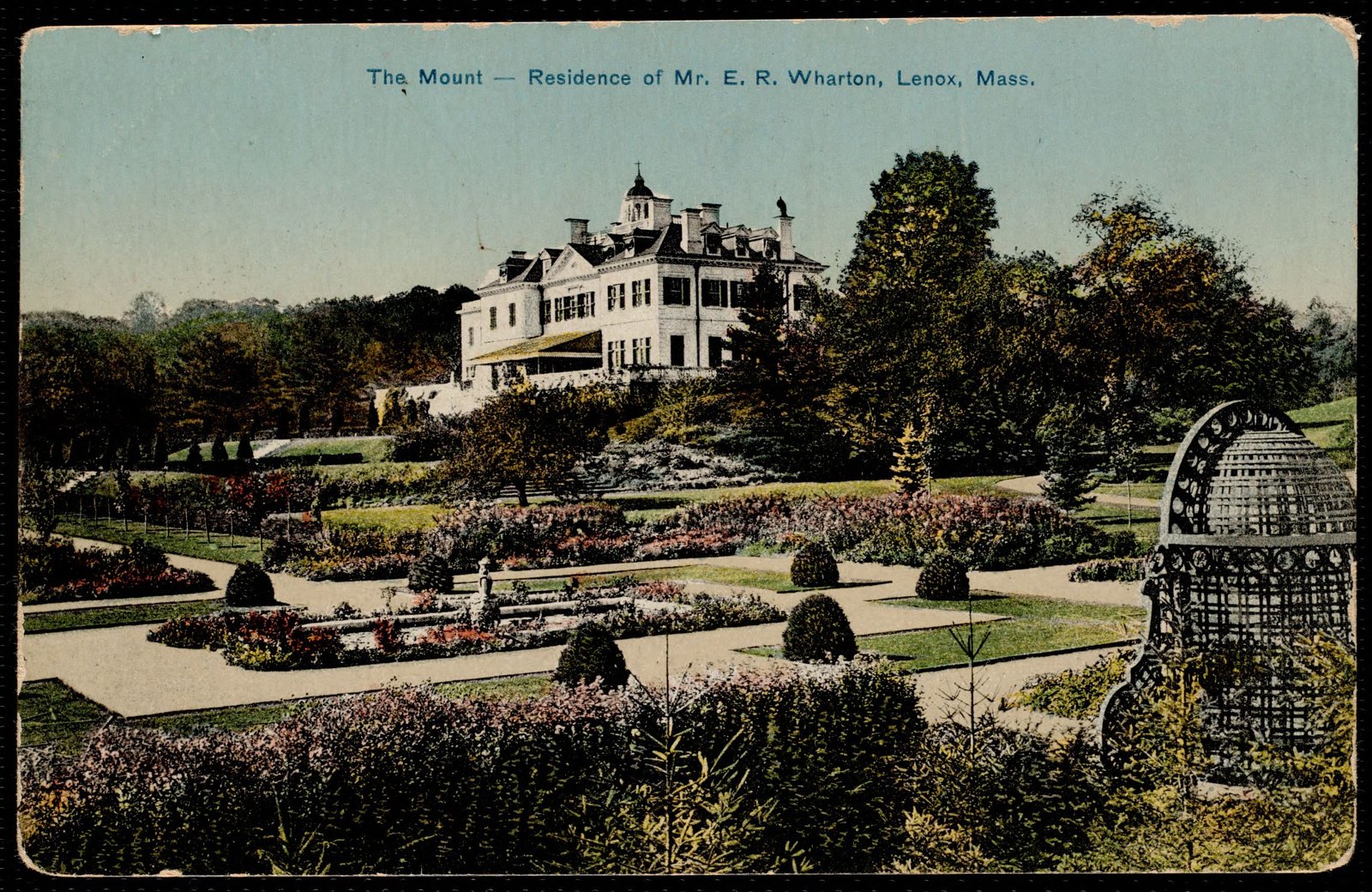 The Mount: house and gardens with gazebo. About 1907–1912.