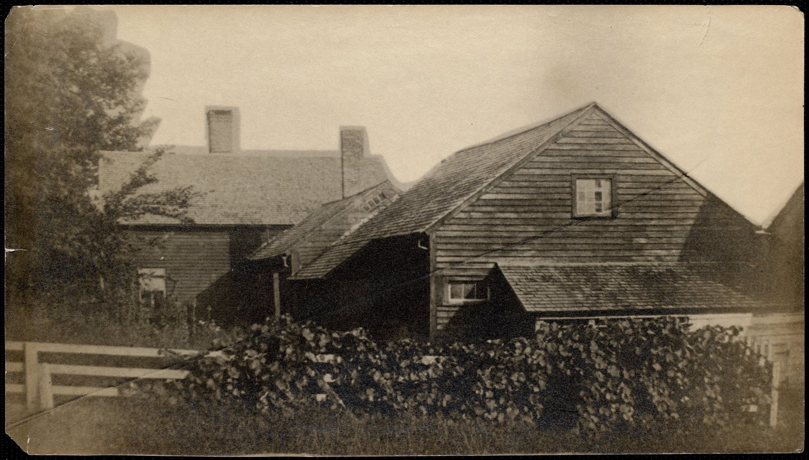 “Hawthorne’s ‘Little Red House’: rear.” About 1860–1890. The back reads “Hawthorne’s Little Red House,” “Rear view,” and “McConnachie Supt. Of Tappan place.”