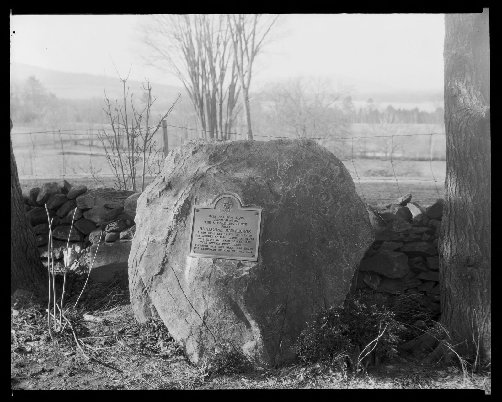 “Hawthorne commemorative rock.” About 1927–1933.