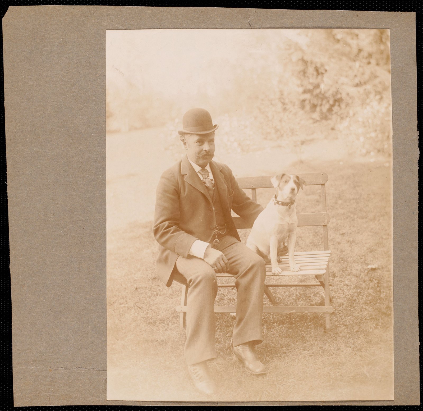 Ventfort Hall: man and dog. about 1893.