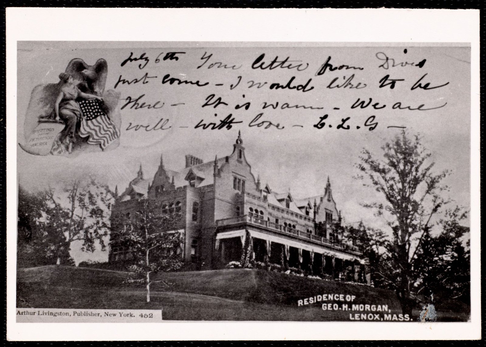Ventfort Hall: side view of house and terrace. 1893.