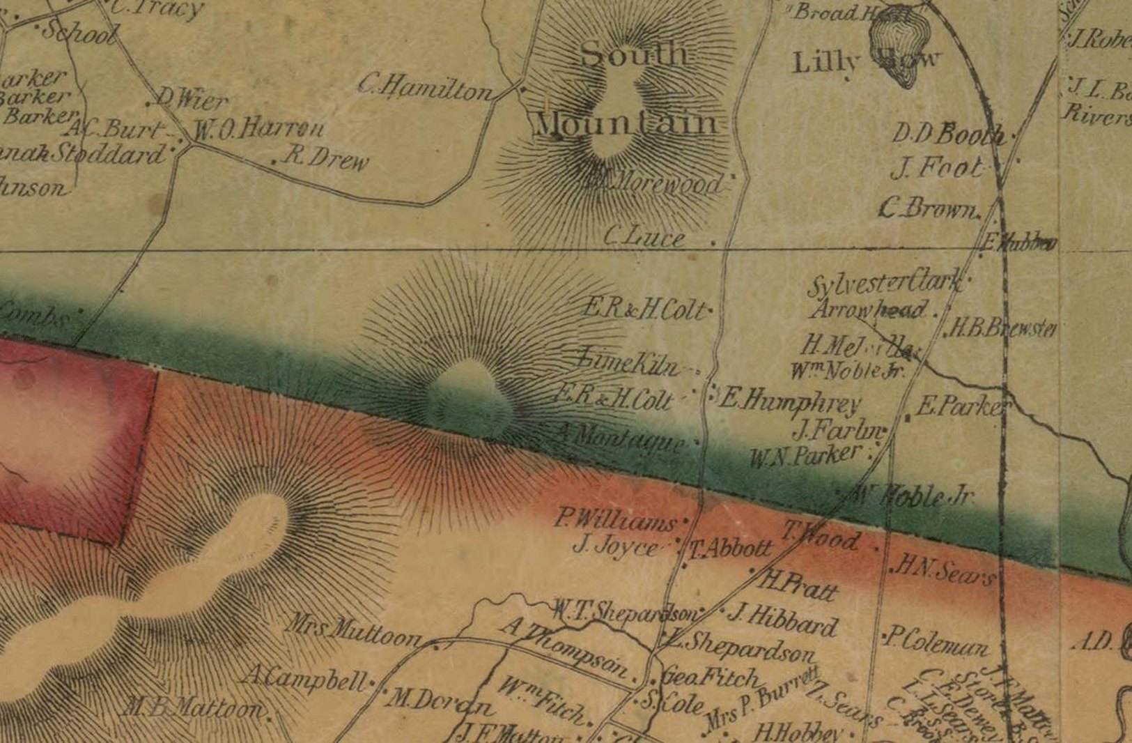 Over the Pittsfield line: Arrowhead with H. Melville beside it, and &ldquo;Broad Hall&rdquo; at J. R. Morewood&rsquo;s, 1858.