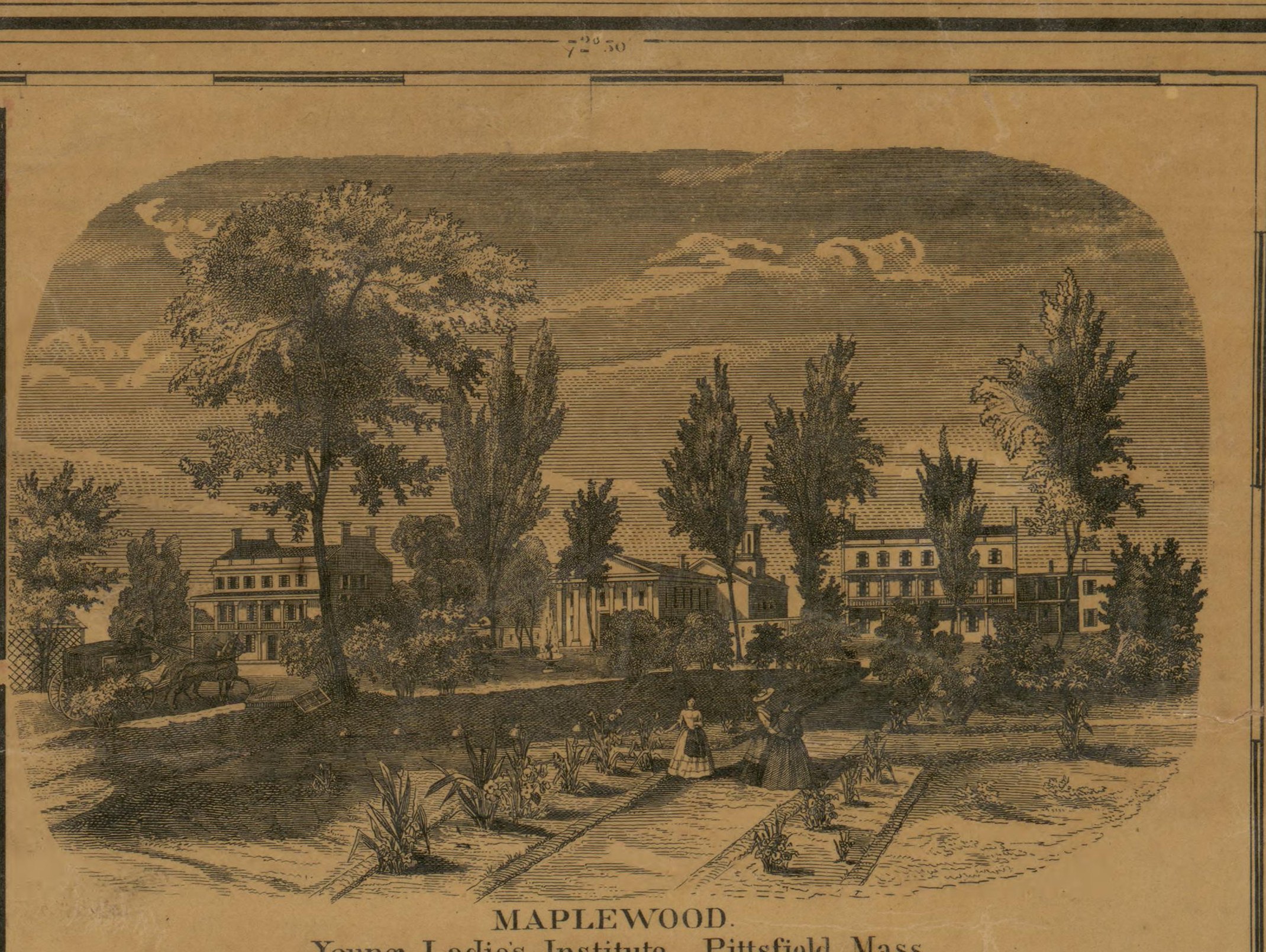 Maplewood, Young Ladies' Institute, Pittsfield — engraved on Walling's 1858 wall map