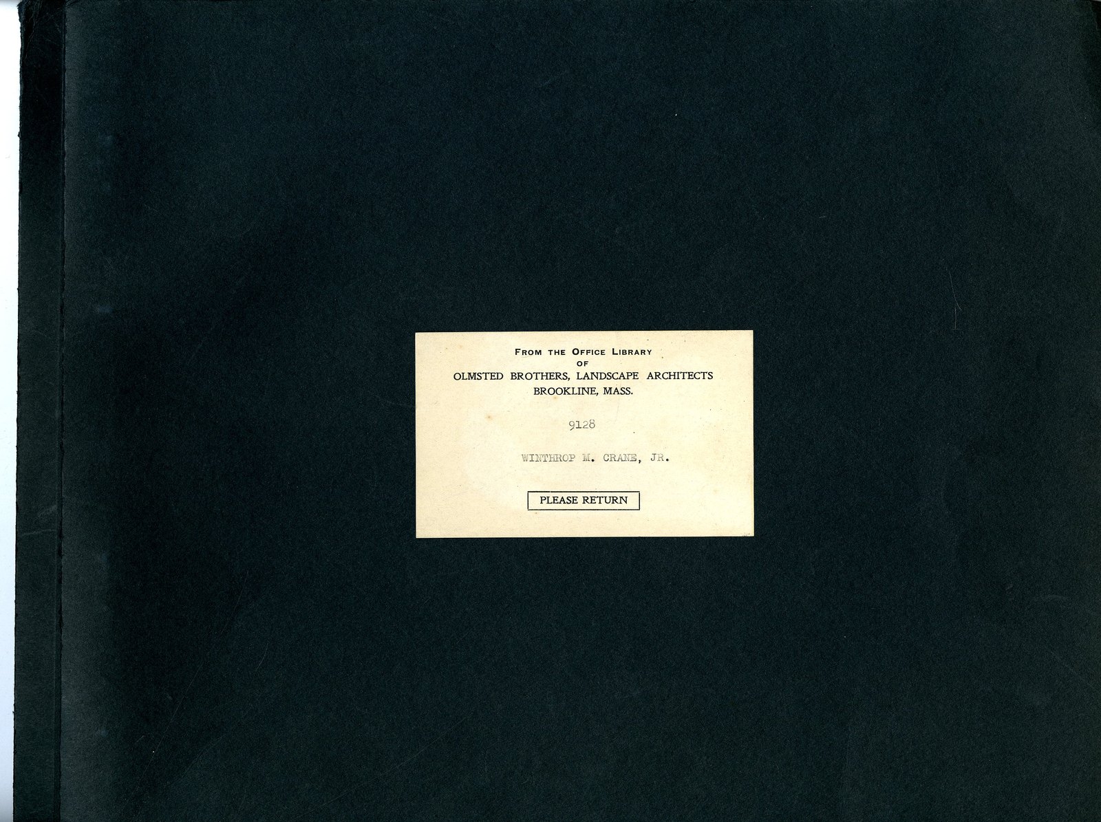 The album cover, from the Olmsted Brothers office library at Brookline.