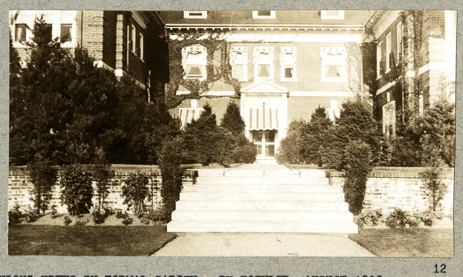 The garden front of the house, the steps down to the garden. Print 12.