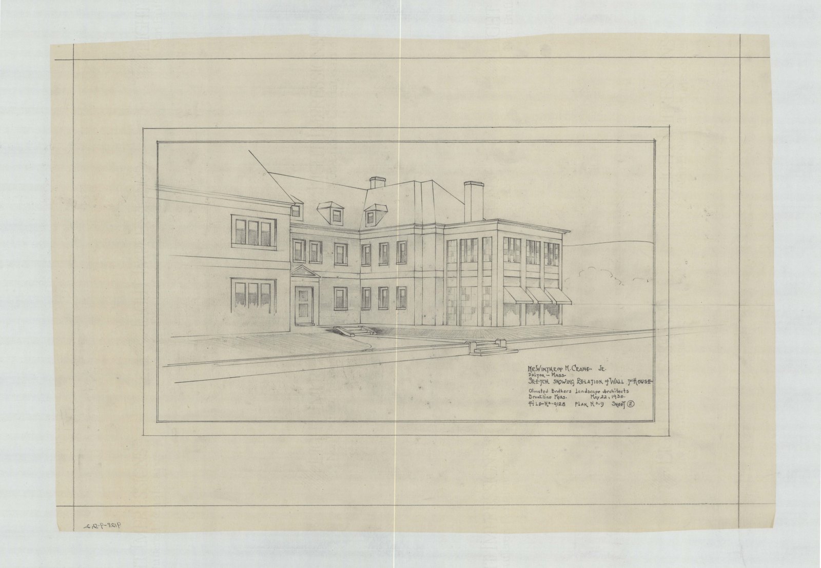 Plan 9, sheet 2, 22 May 1930. The same subject. Inventory note: “Wall with shaped coping.”