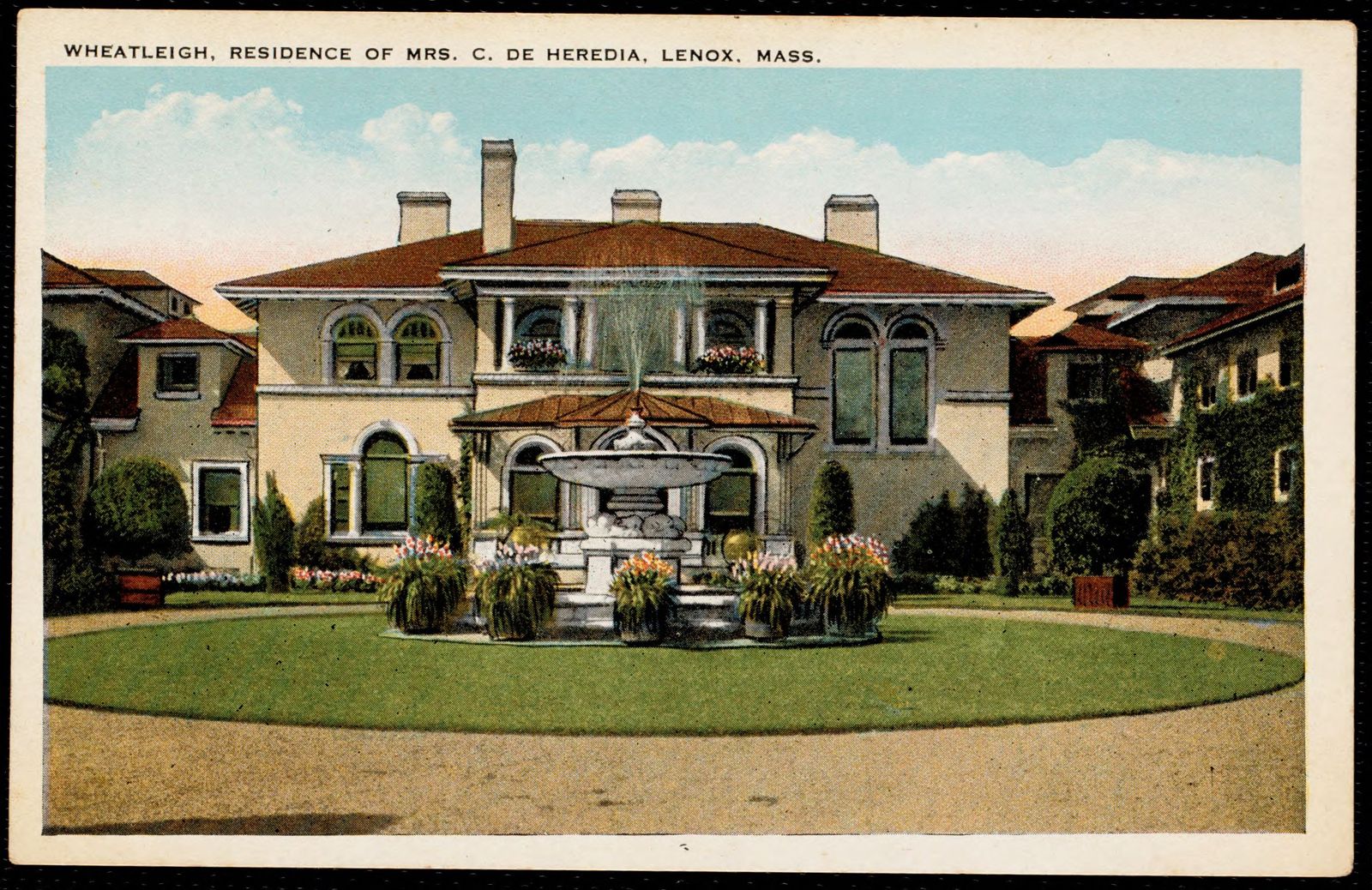 Postcard: “Wheatleigh, Residence of Mrs. C. de Heredia, Lenox, Mass.”