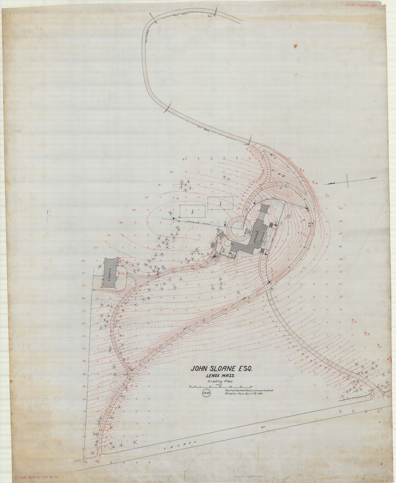 Study of the court and the drive at the entrance front. Olmsted job 01346, plan 50.